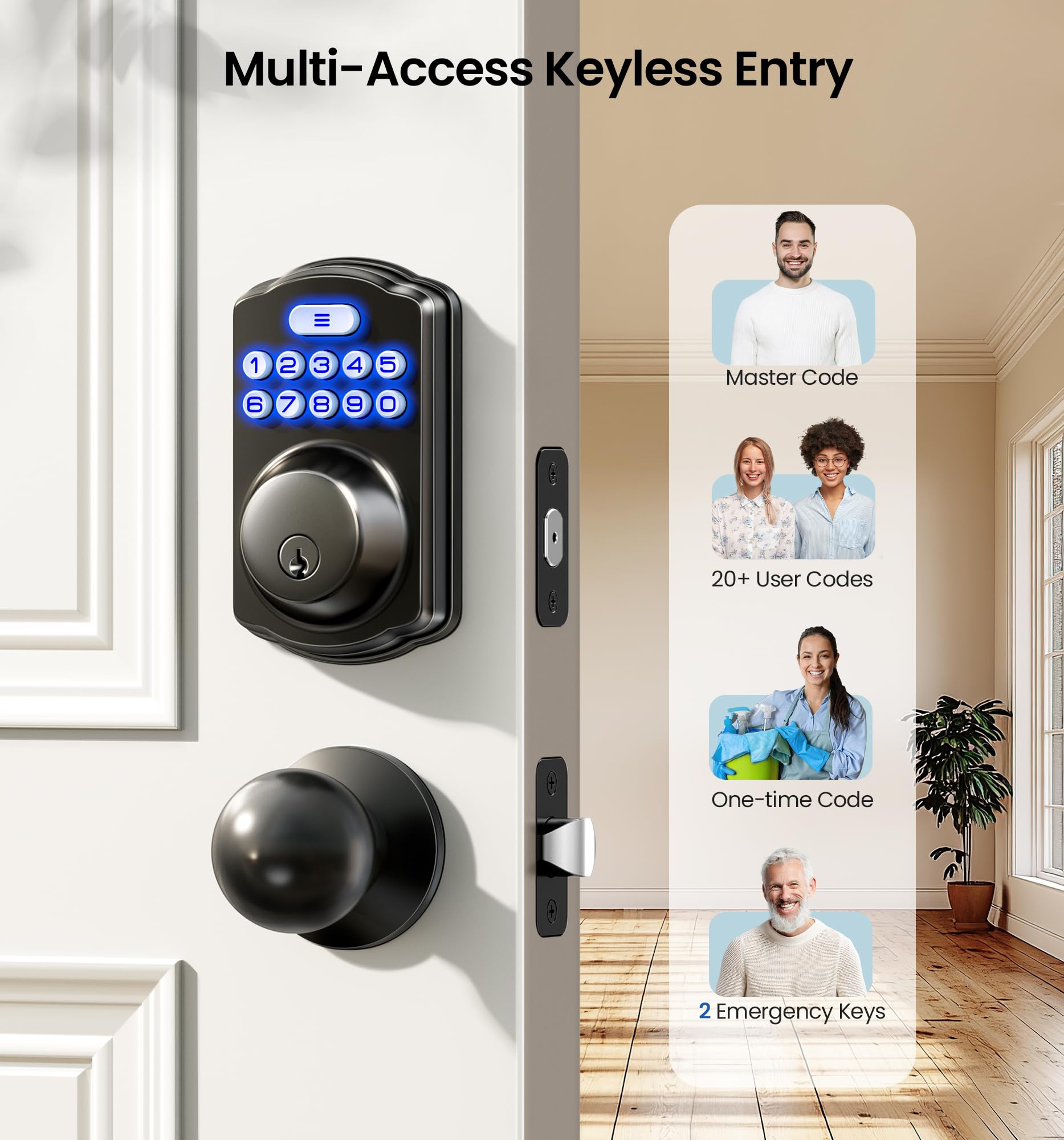 Veise keyless entry front door handle set combines style and secure entry for visitors