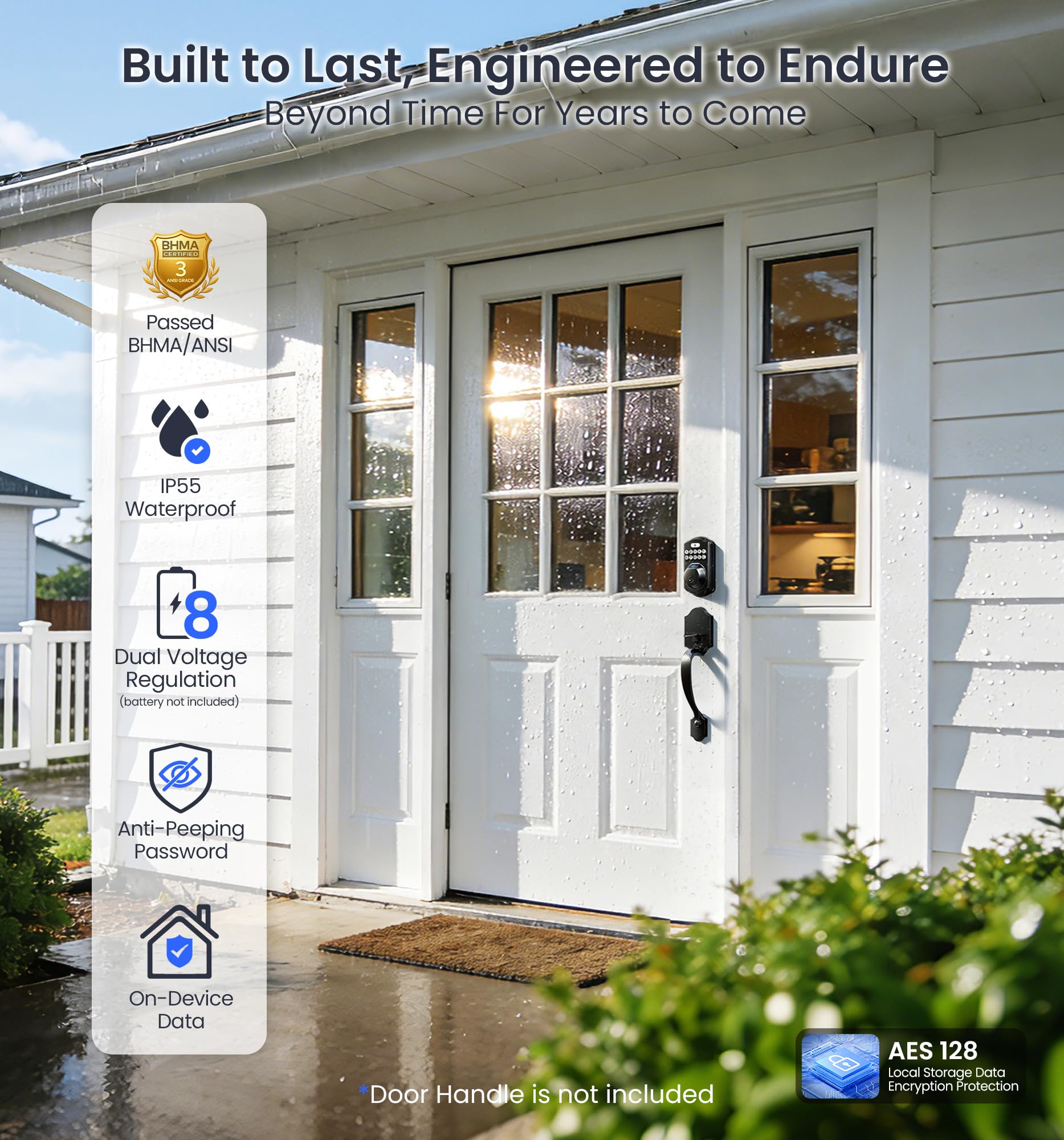 Veise VE012W DIY installation kit included for standard U.S. doors.