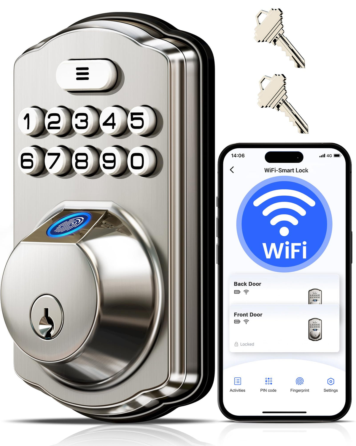 Veise VE012W front door installed showing keyless entry convenience
