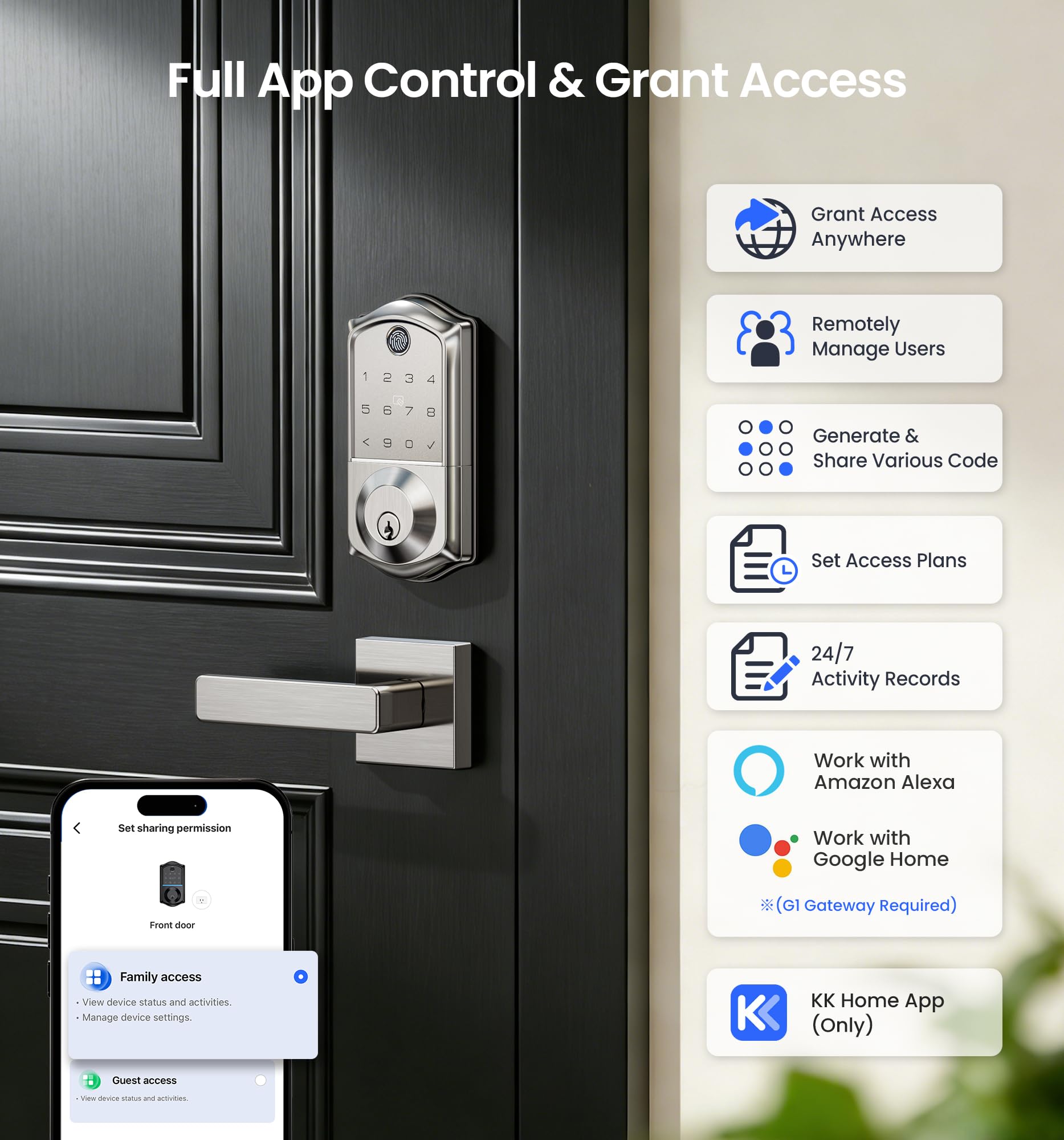 Veise VE017 app control interface enables secure remote management.