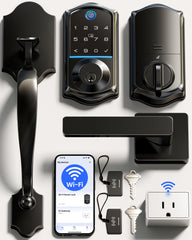 Veise VE017G-H front door lock with matte black finish enabling keyless entry
