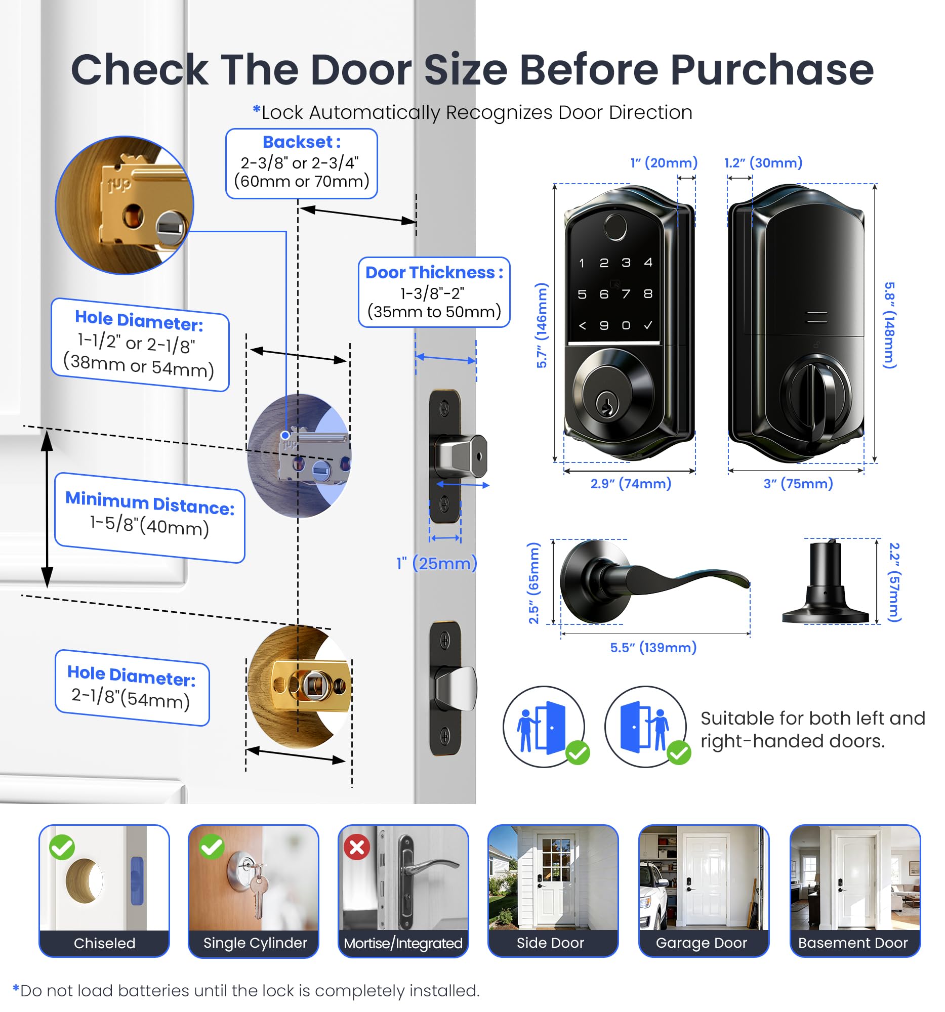 Veise VE017-L DIY installation for standard US doors.