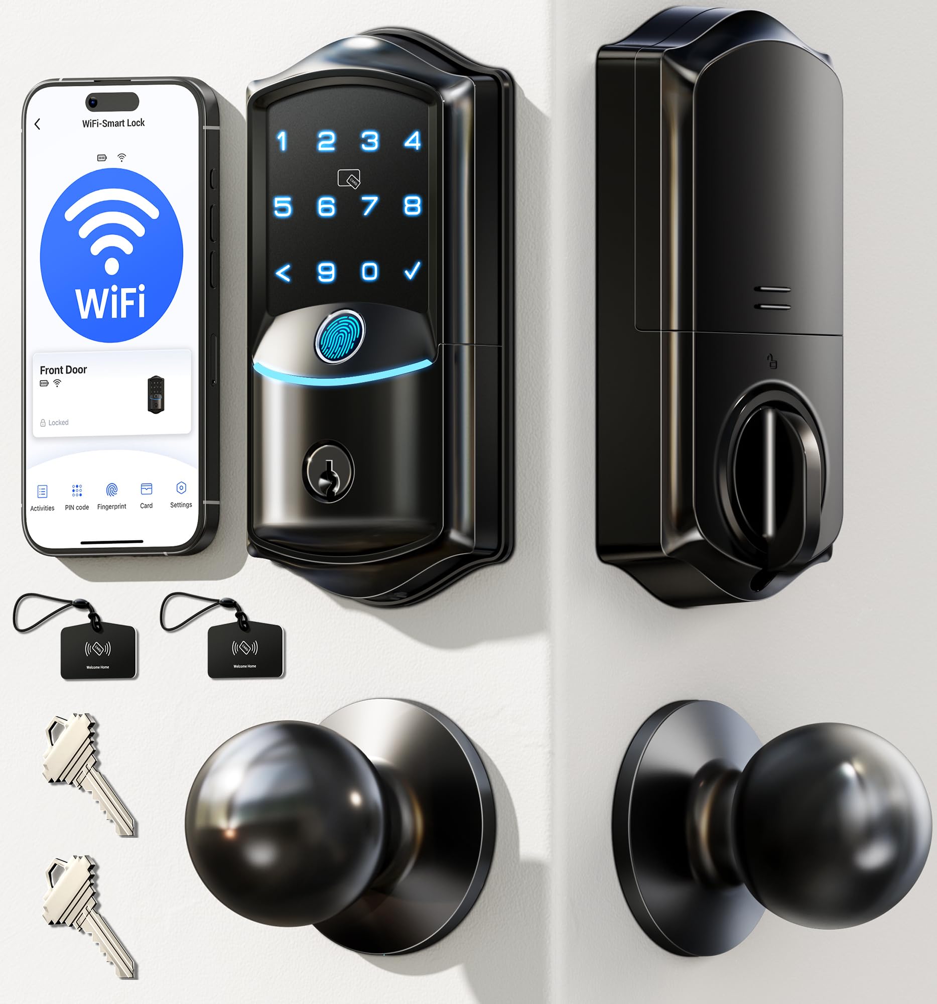 Veise VE027-K built-in wifi smart lock on front door for convenient access