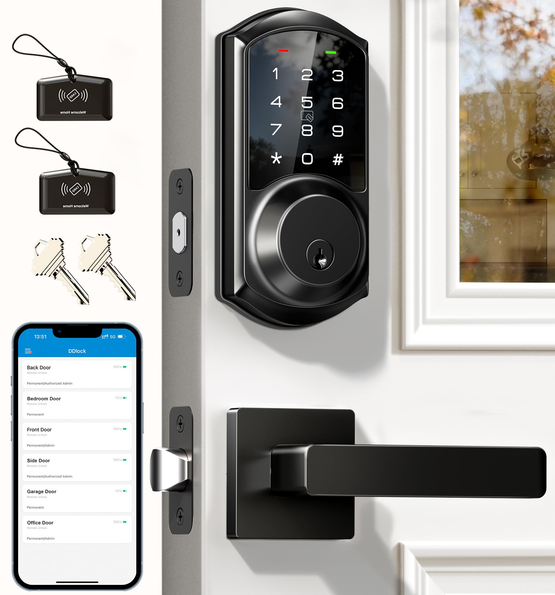 Veise VE06-L smart lock on a front door enabling secure keyless entry