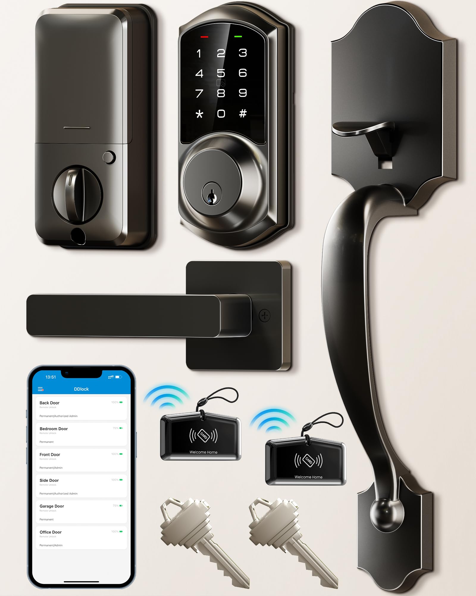Veise VE06-H smart lock close-up touchscreen for secure entry.