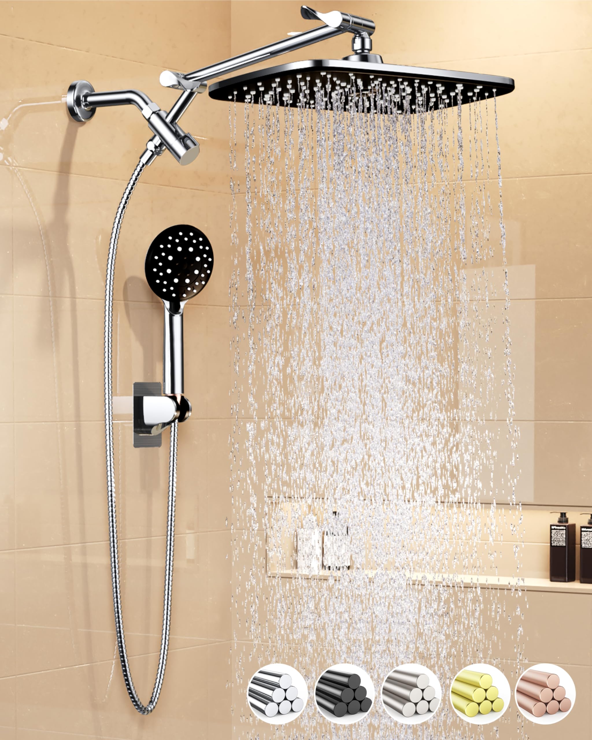 Veken 11.8-inch rainfall shower head delivers full-body coverage.