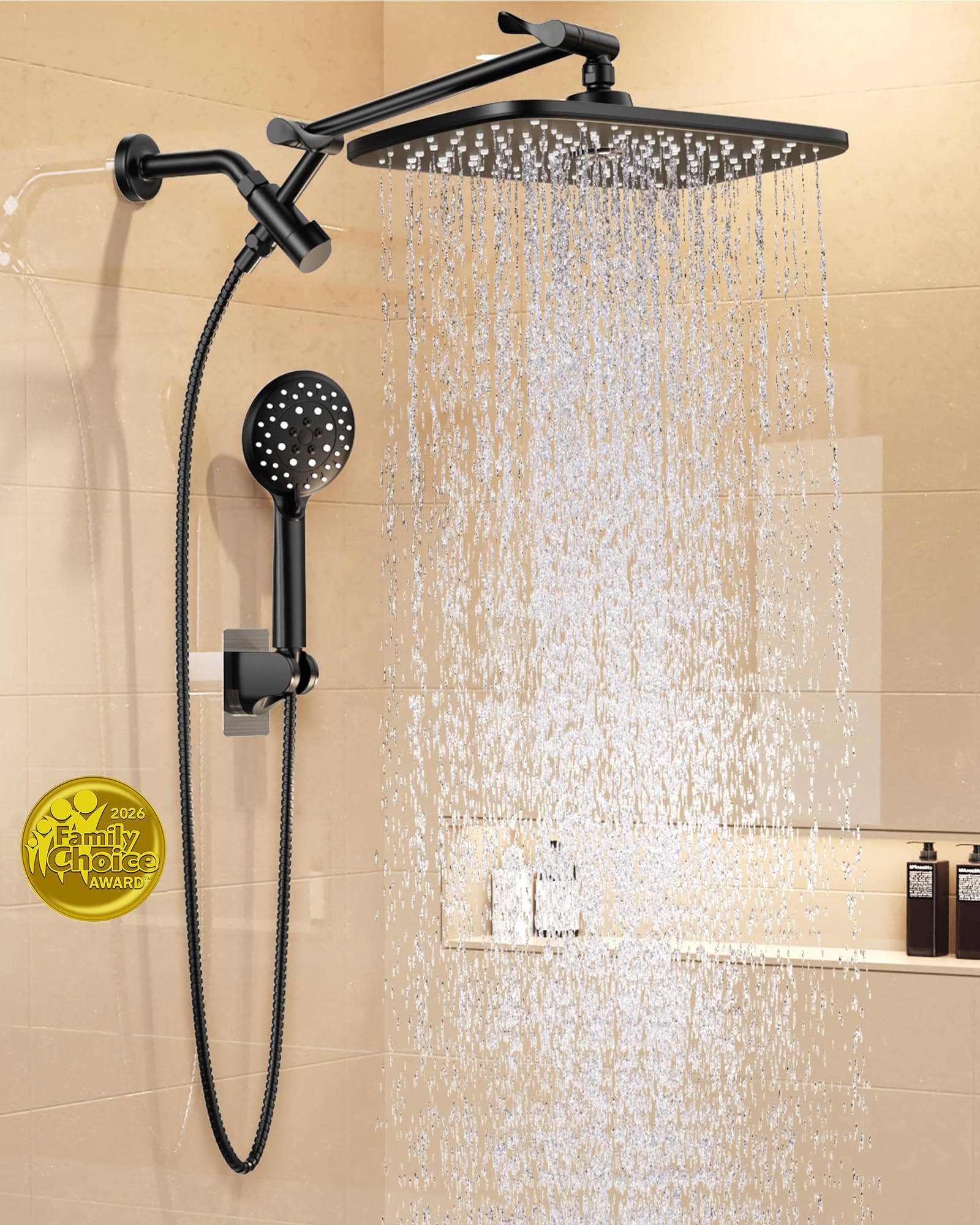 Veken 11.8-inch rainfall shower head provides expansive coverage for a spa-like shower.