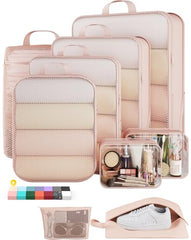 Veken 9/11 compression cubes in luggage organize clothing efficiently.