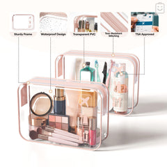 Veken PVC toiletry bags with clear panels for quick access.