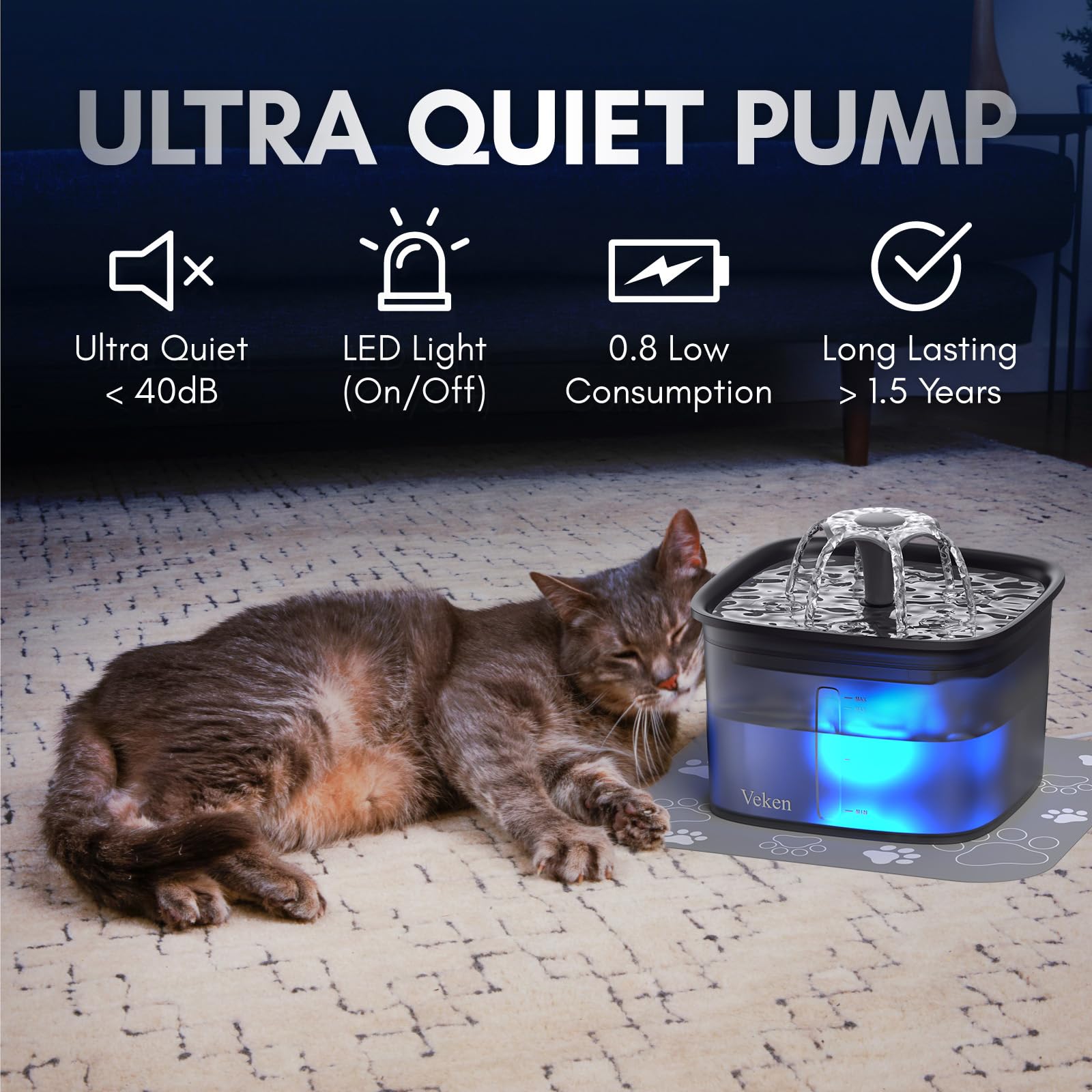 Veken ultra-quiet pump ensures low-energy operation and long life