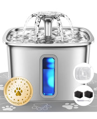 Veken cat water fountain top view shows durable 304 stainless steel design
