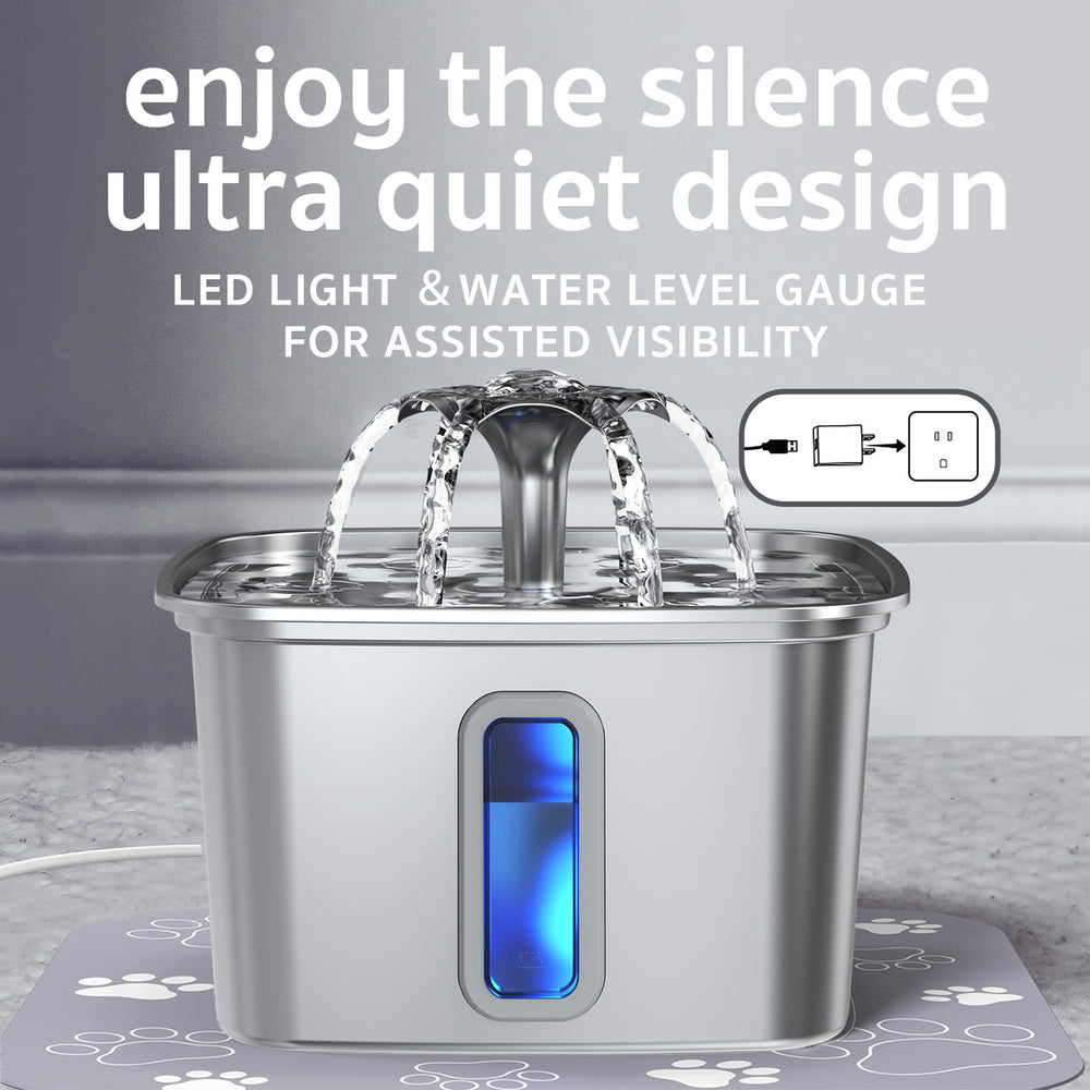 Veken cat water fountain blue LED adds calming night glow