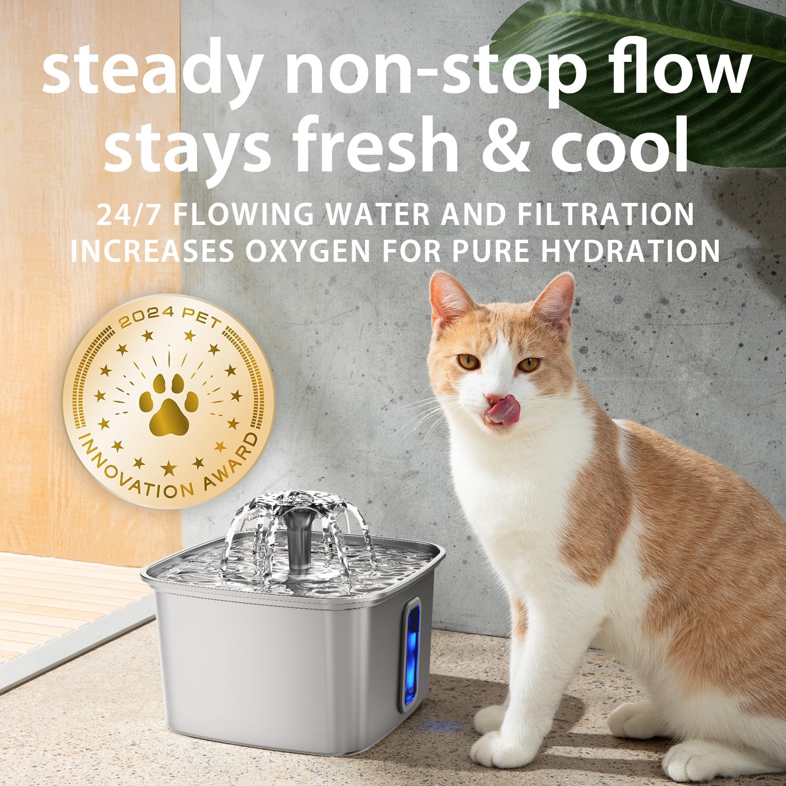 Veken cat water fountain whisper-quiet pump for peaceful operation