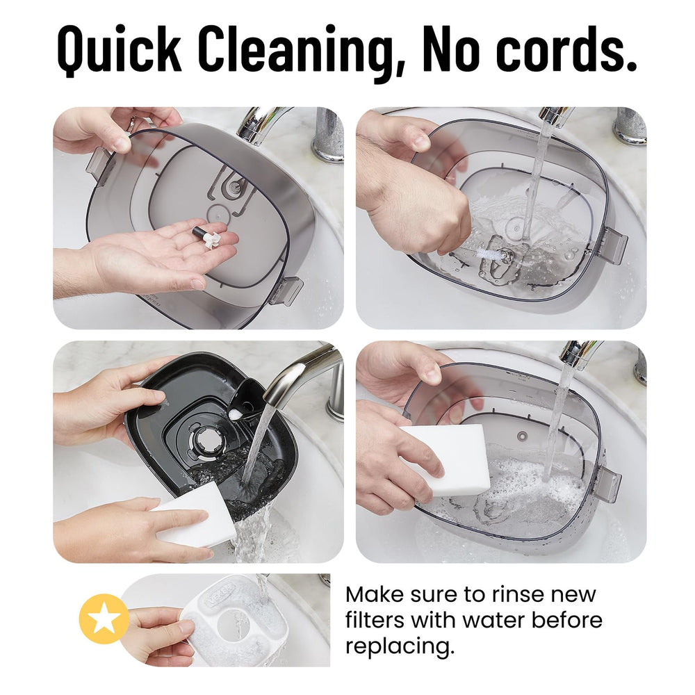 Veken cleaning brush included with the fountain