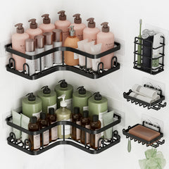 Veken corner shower caddy 5-pack in bathroom corner for organized toiletries