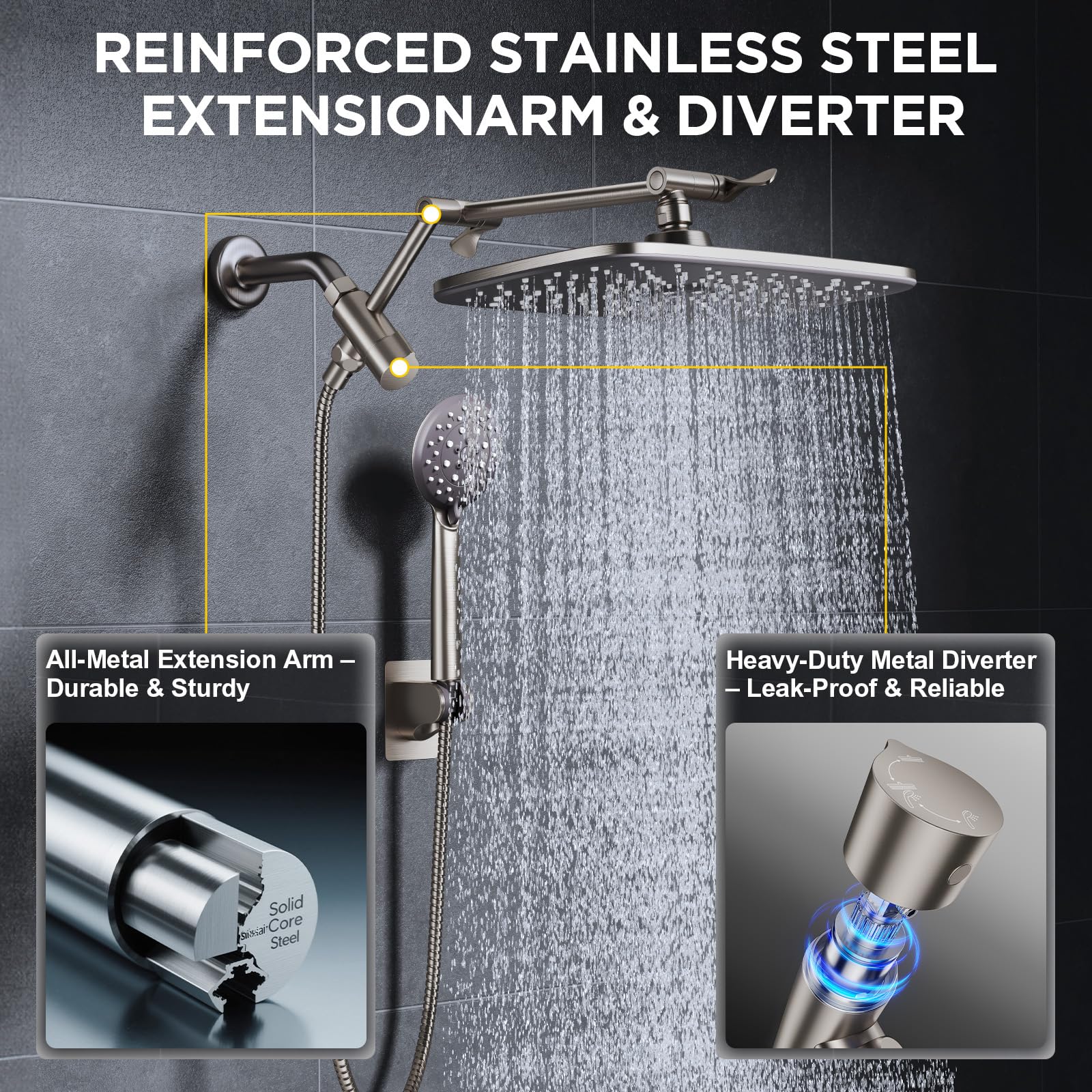 Veken handheld multispray with rain, massage and mist modes for versatile rinsing