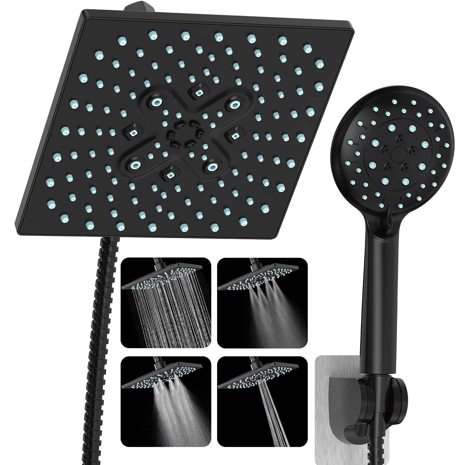 Veken high-pressure rain shower head delivers steady full-body coverage.
