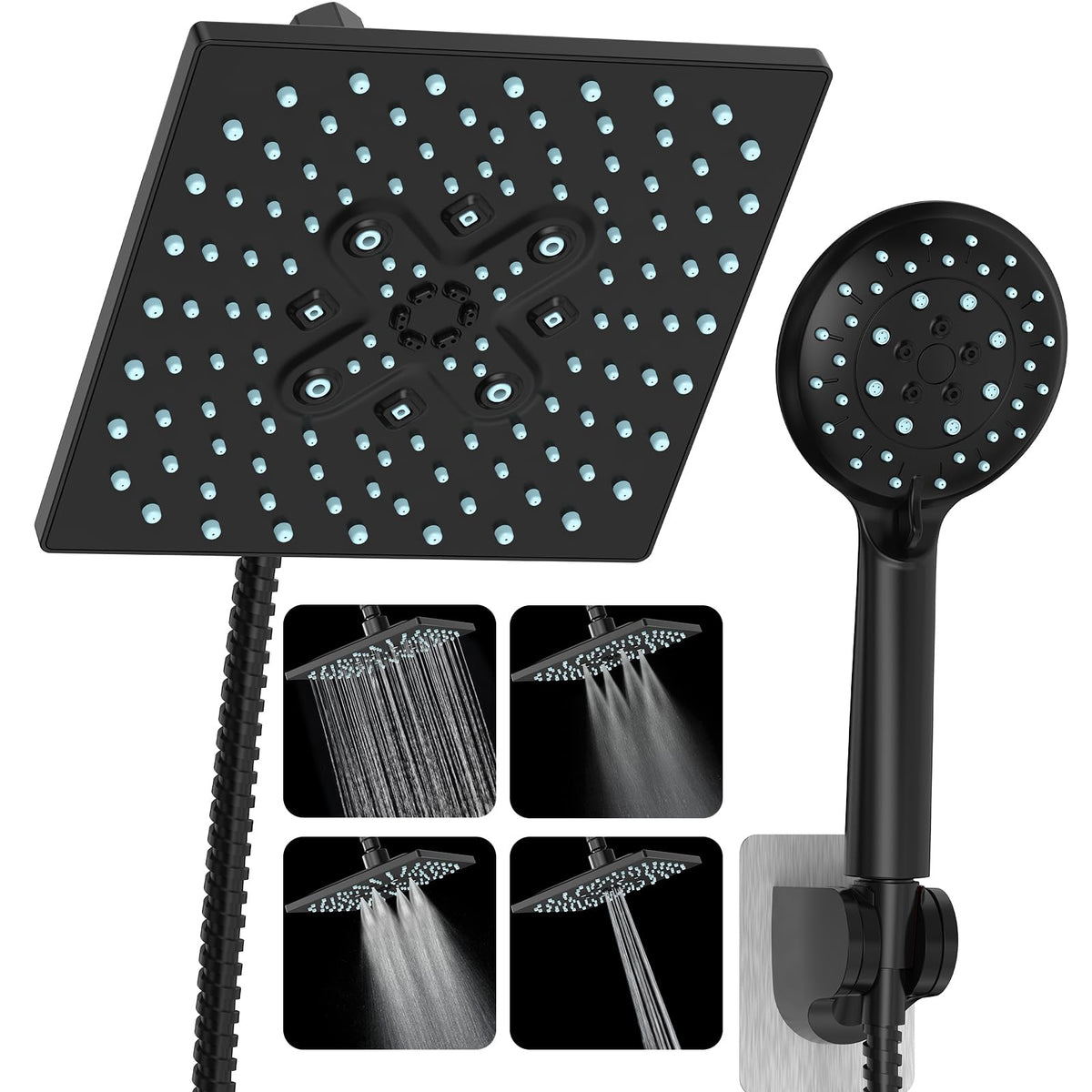 Veken high-pressure rain shower head delivers steady full-body coverage.