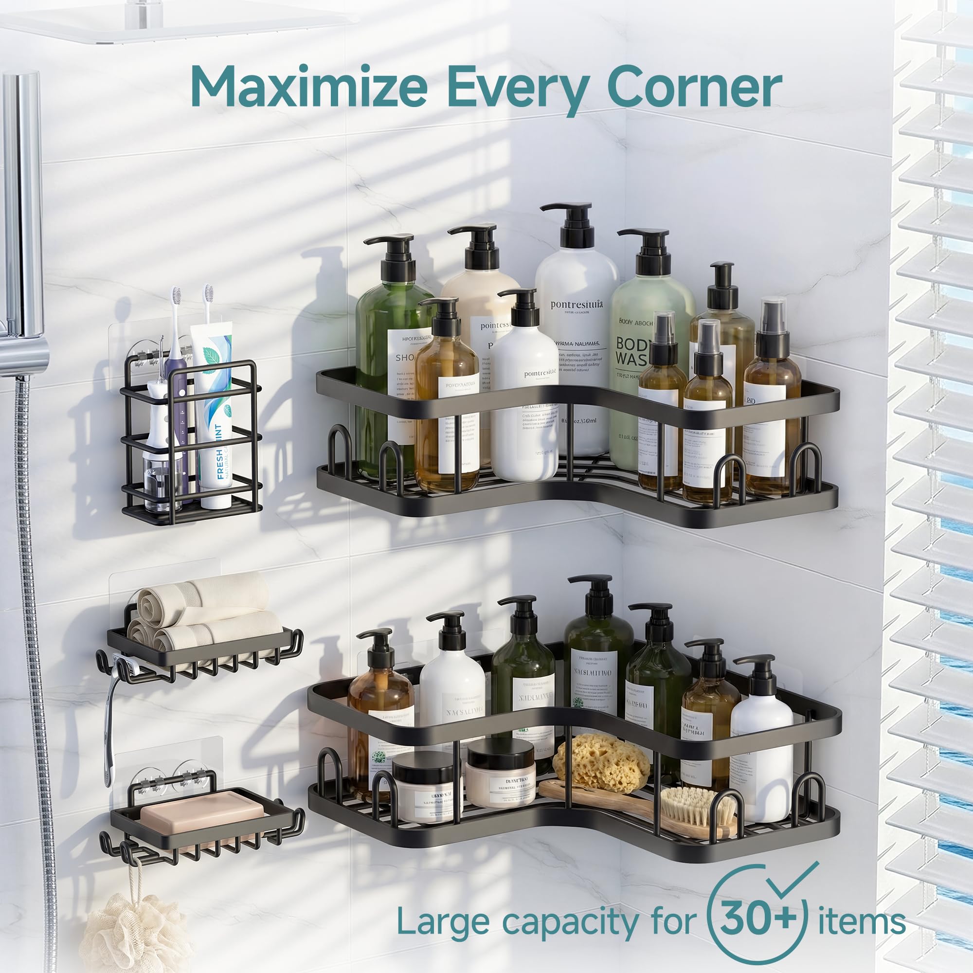 Veken L-shape corner design optimizes small bathroom corner space