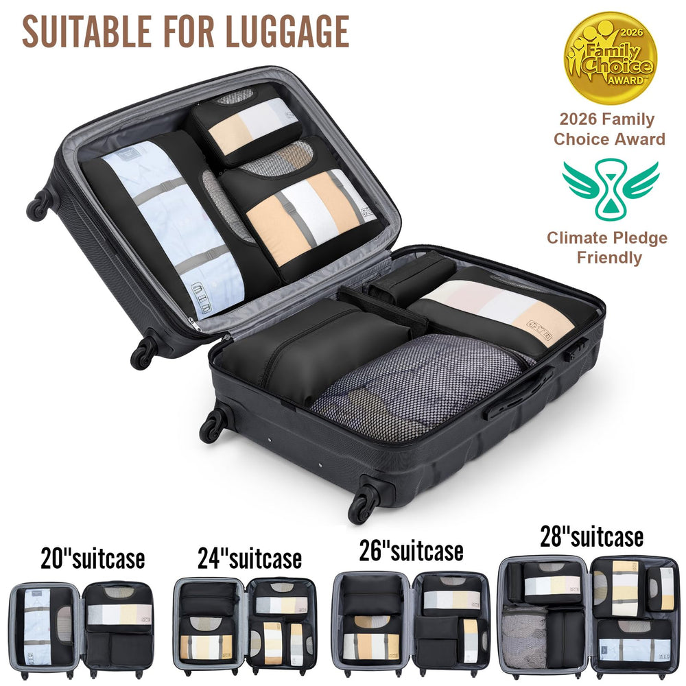 Veken packing cubes in suitcase create a streamlined carry-on.