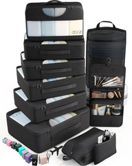 Veken packing cubes open view show contents for quick access.