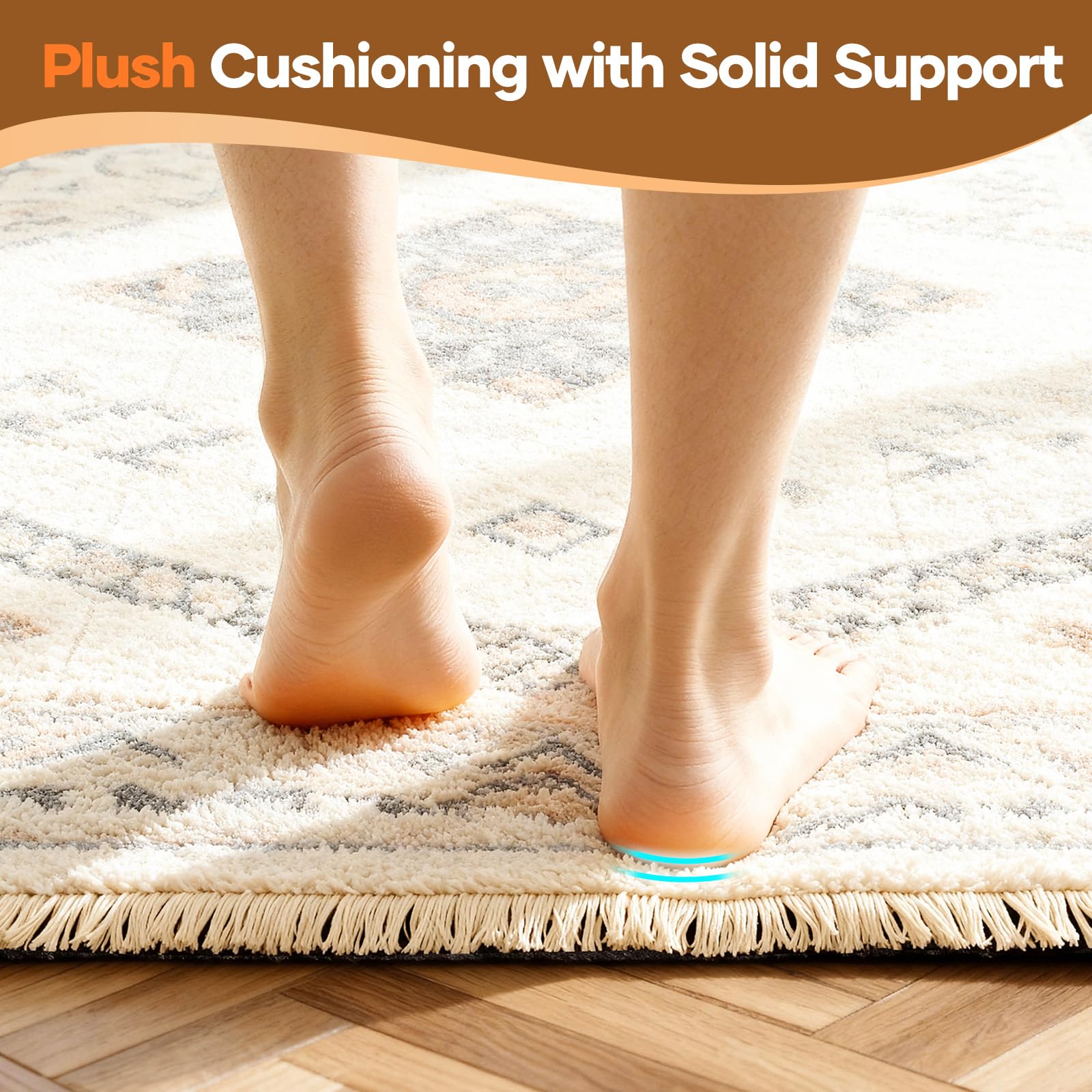 Veken cushioned rug pad enhances comfort underfoot and reduces noise
