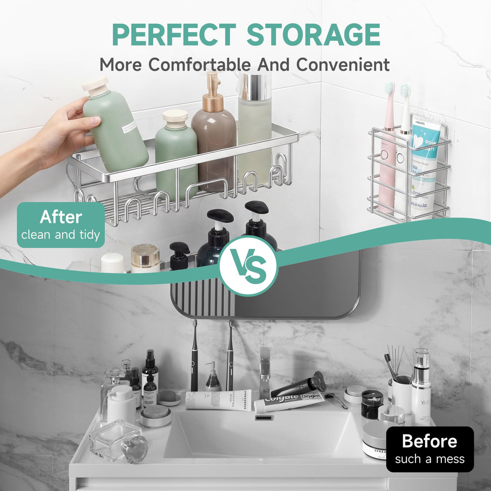 Veken Shower Caddy 6-Pack waterproof design performs well in damp bathrooms.