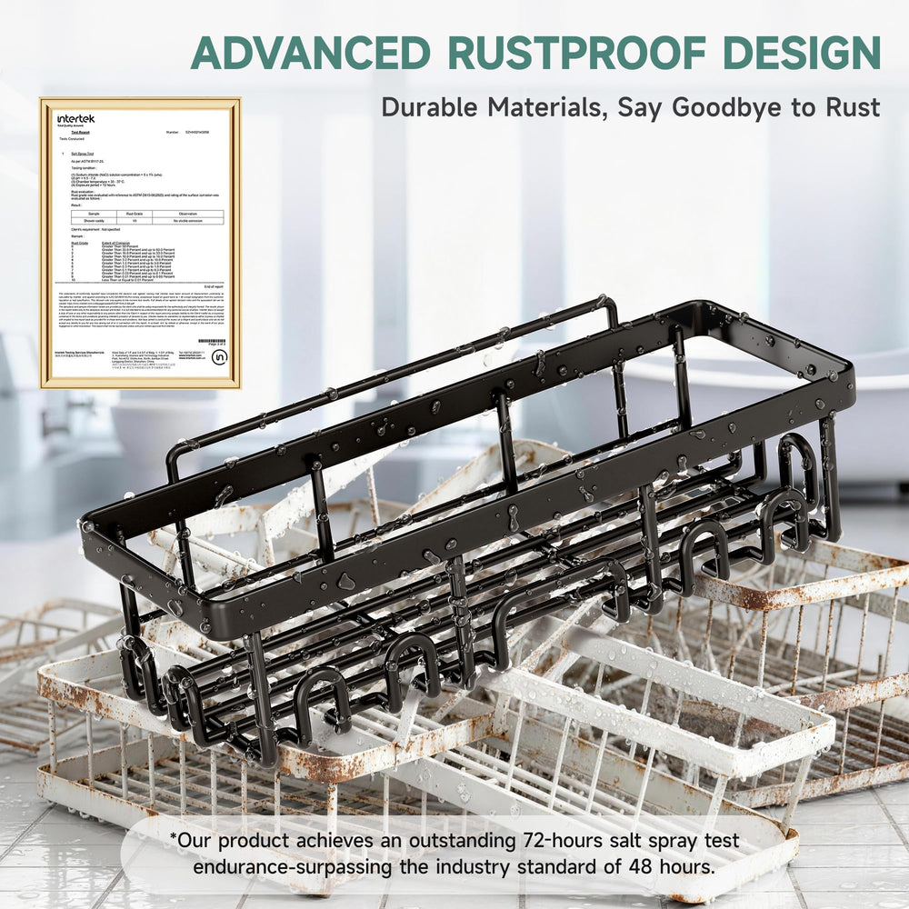Veken stainless-steel shower caddy, large size, holds bulk bottles.
