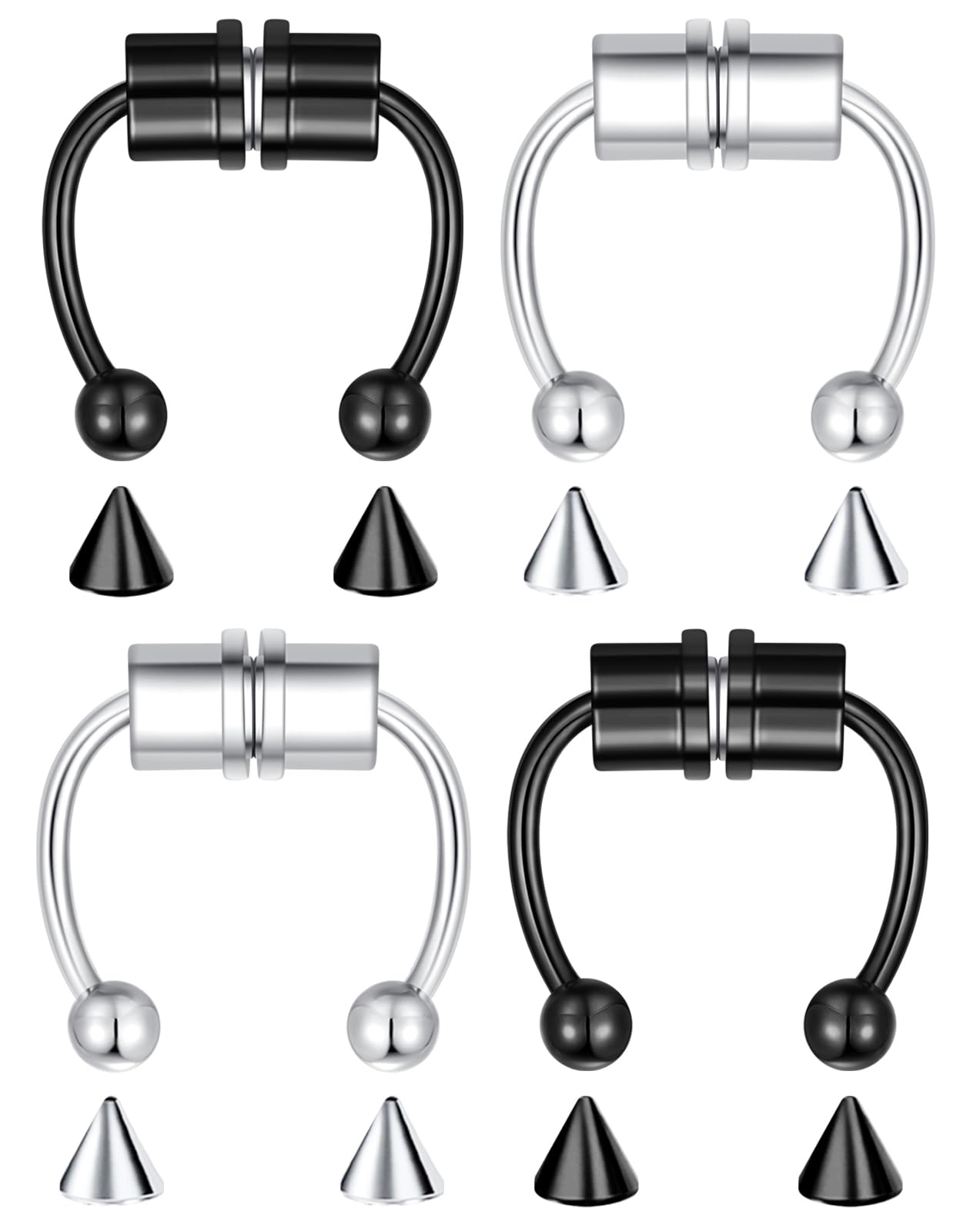 VELCARE magnetic septum nose ring silver closeup for smooth, comfortable wear.