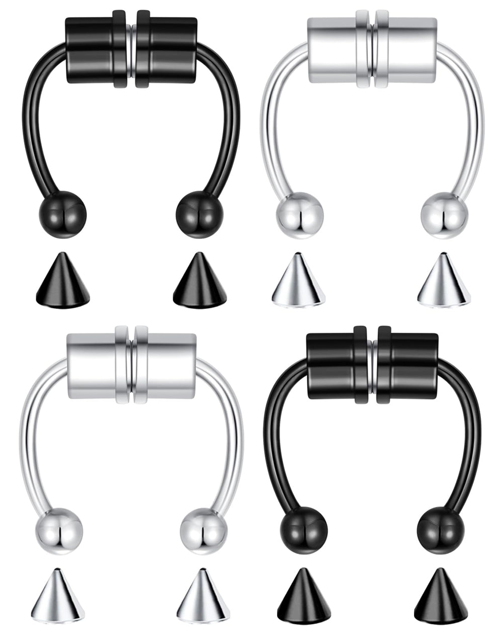 VELCARE magnetic septum nose ring silver closeup for smooth, comfortable wear.