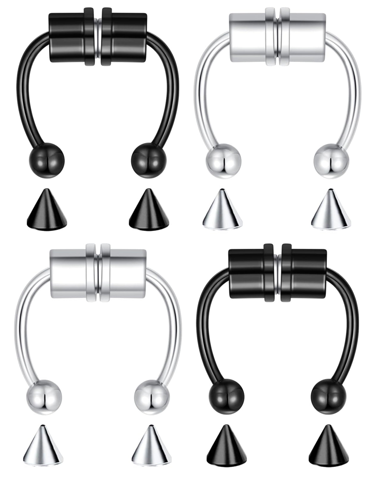 VELCARE magnetic septum nose ring silver closeup for smooth, comfortable wear.