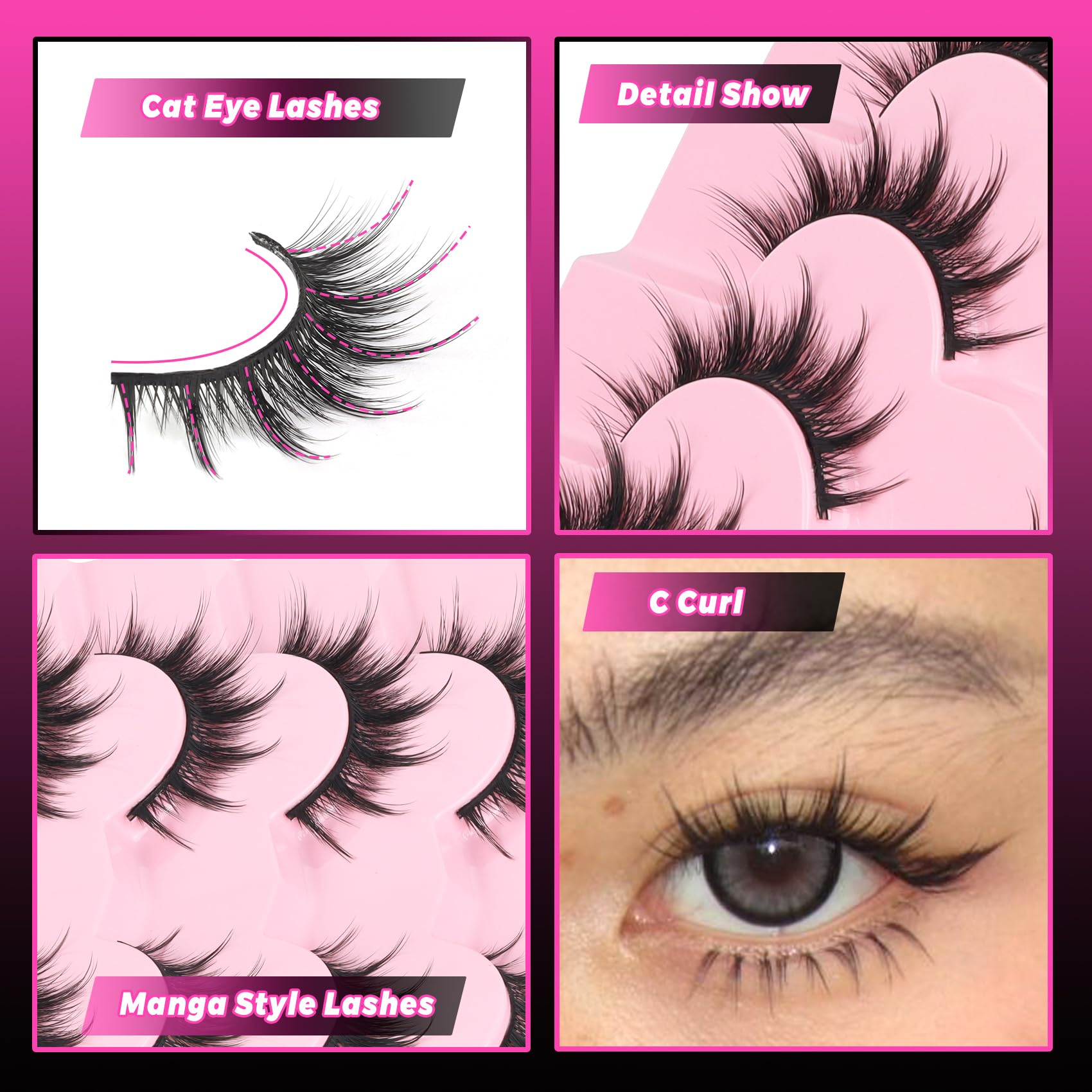 Veleasha Lashes Spiky Manga style for brighter, expressive eyes.
