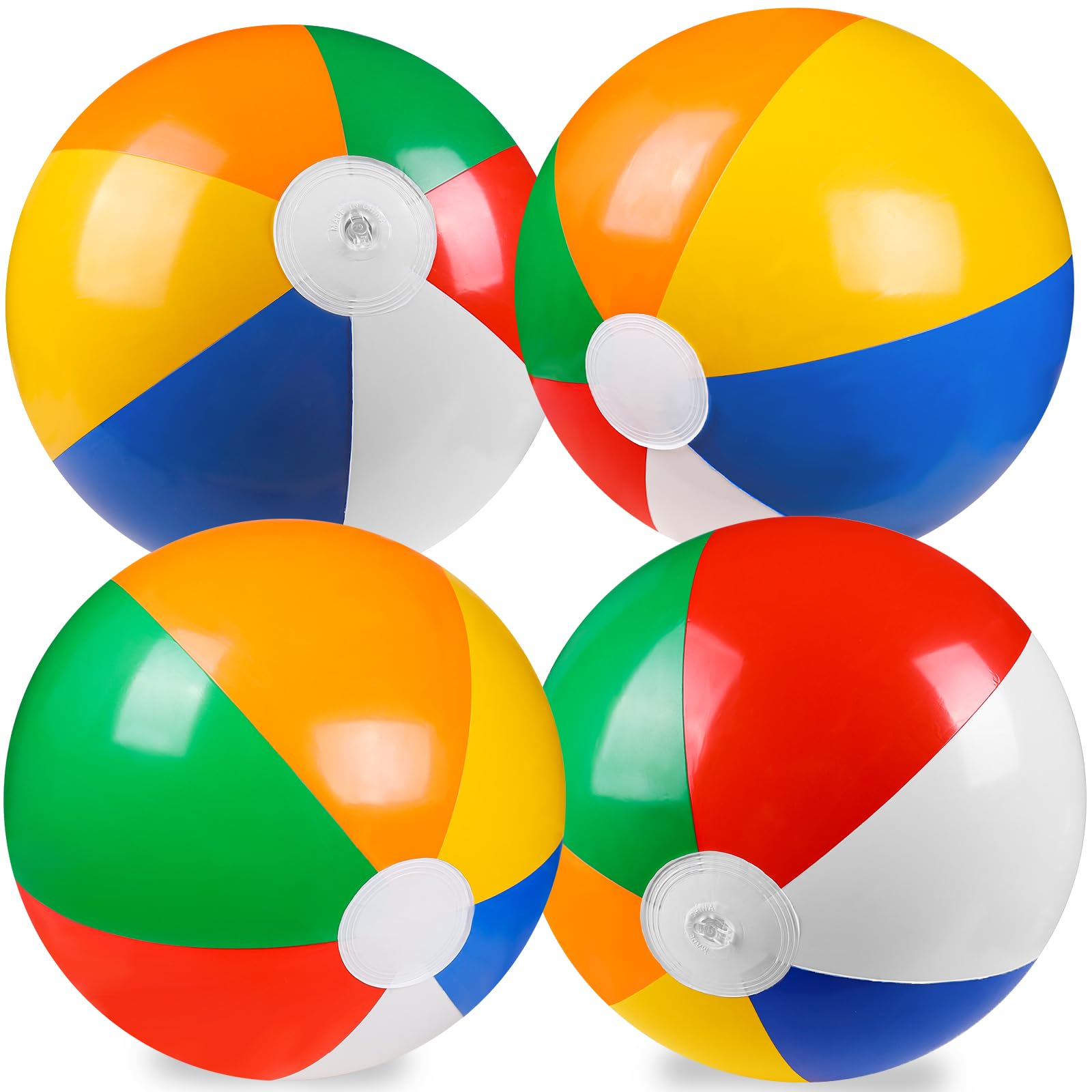 Vellibring 4-pack 20inch rainbow inflatable balls ready for poolside fun.