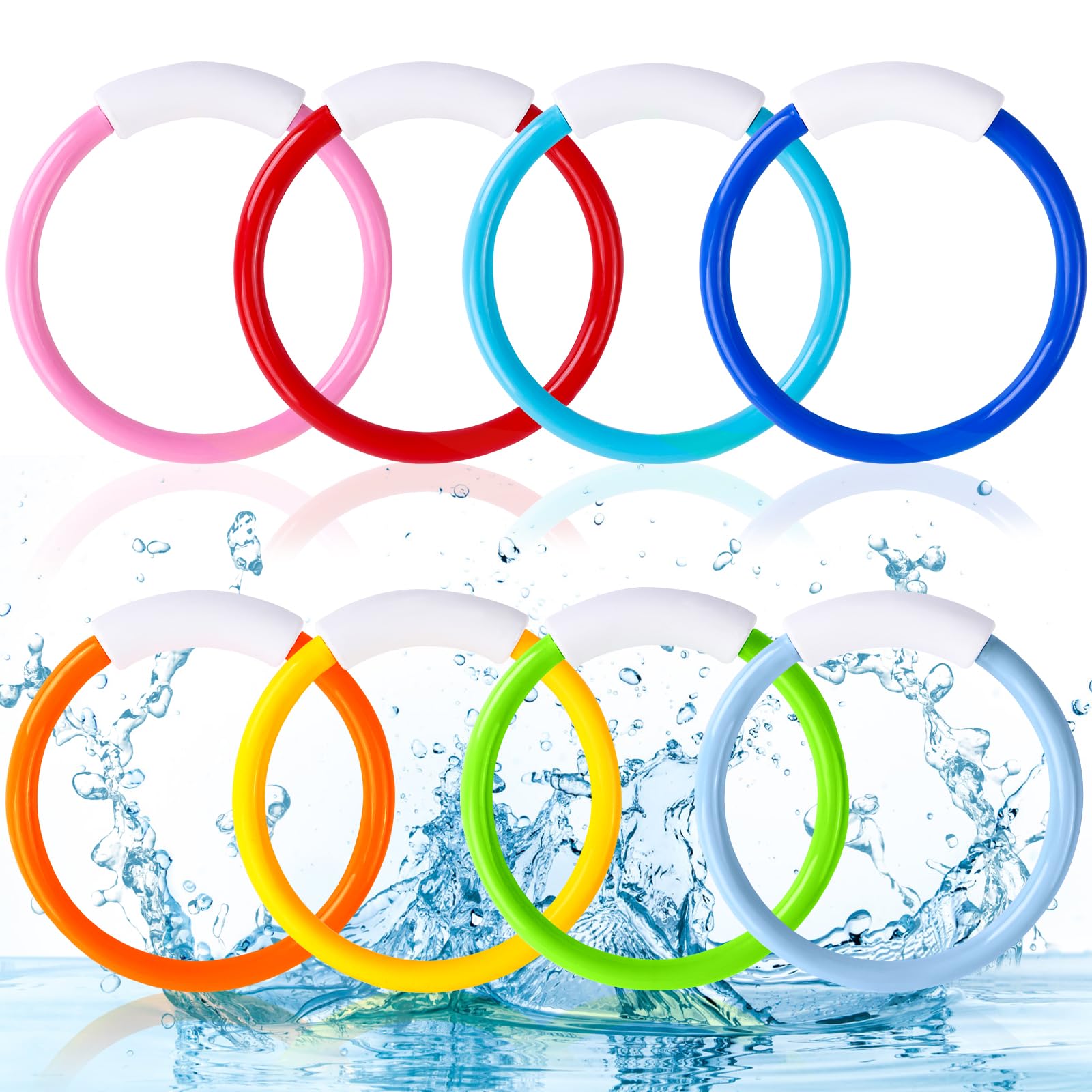 Vellibring 8pc pool diving rings colorful set ideal for kids' pool games