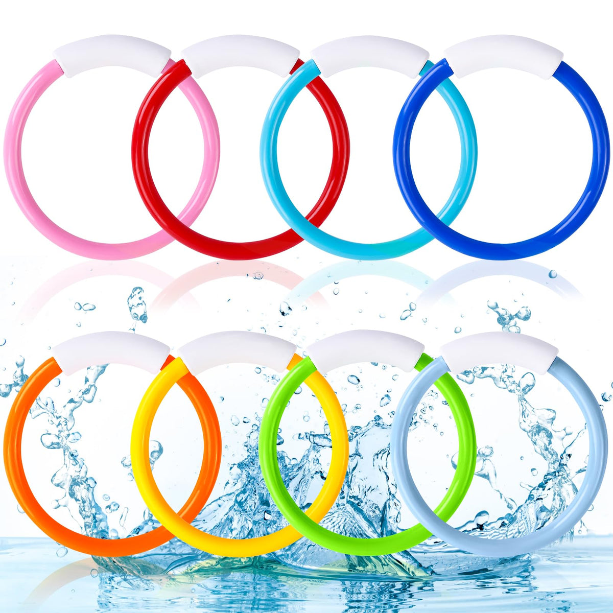Vellibring 8pc pool diving rings colorful set ideal for kids' pool games