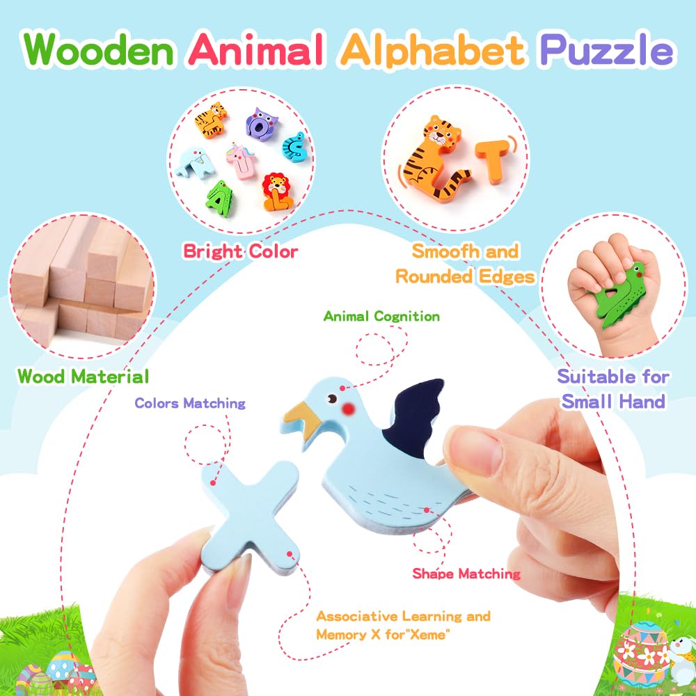 Vellibring interlocking pins enable tool-free assembly of animal letters.