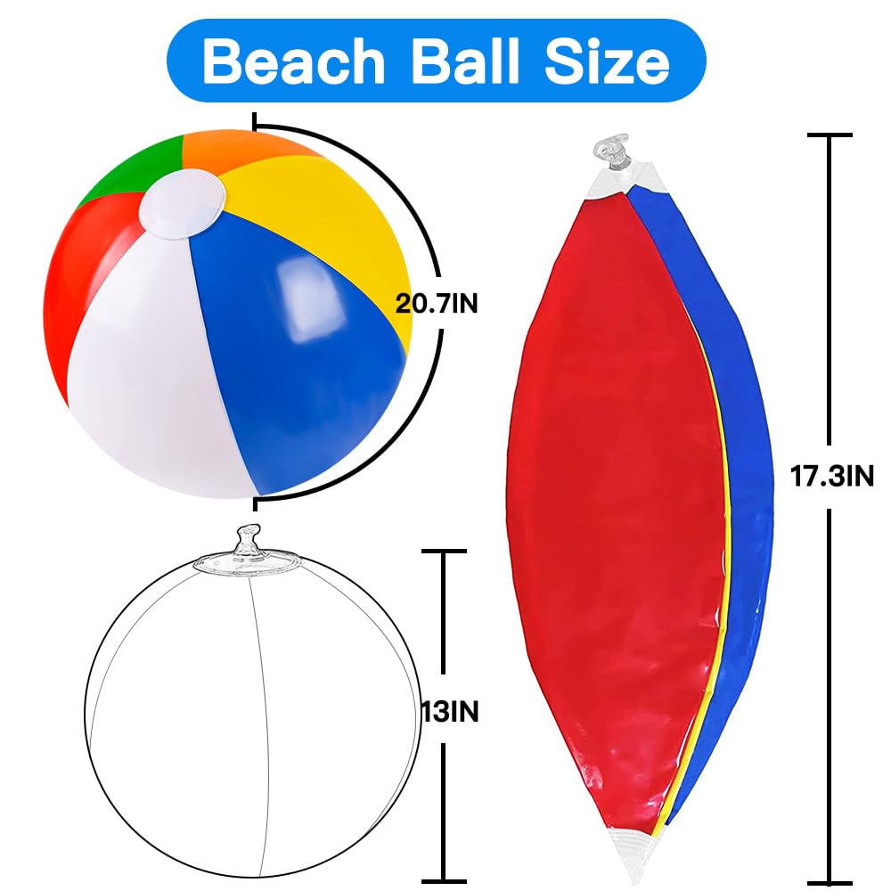 Vellibring rainbow inflatable ball inflated and floating on water for games.