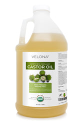 Velona castor oil 64oz bottle for deep hydration and shine.