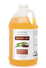 Velona Jojoba Oil bottle closeup, pure and premium for facial care.