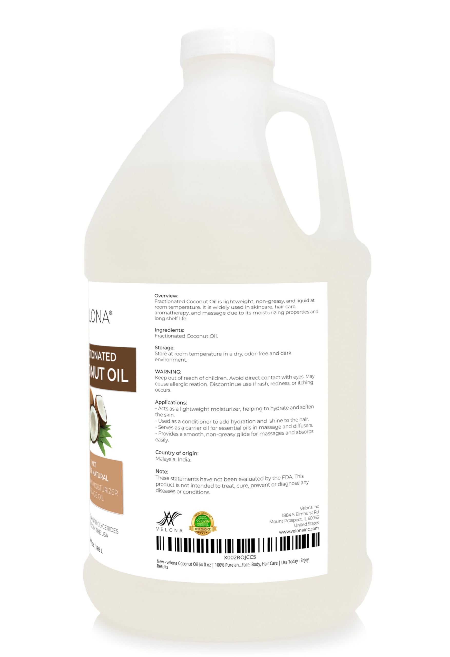 Velona MCT coconut oil applied to skin for smooth, refreshed feel