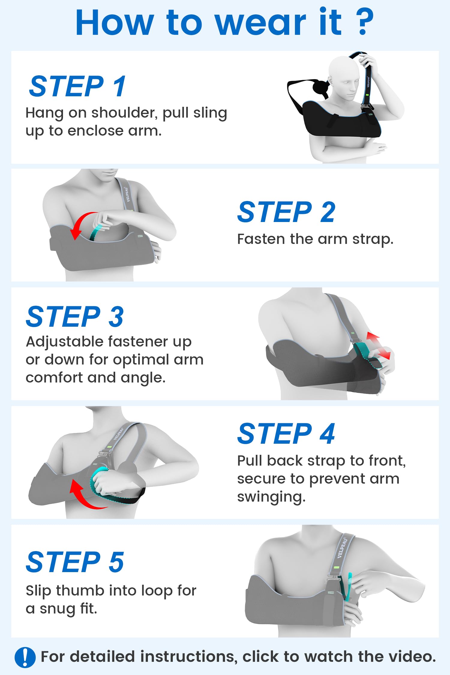 Velpeau Sling is suitable for sleep, home, travel, and work.