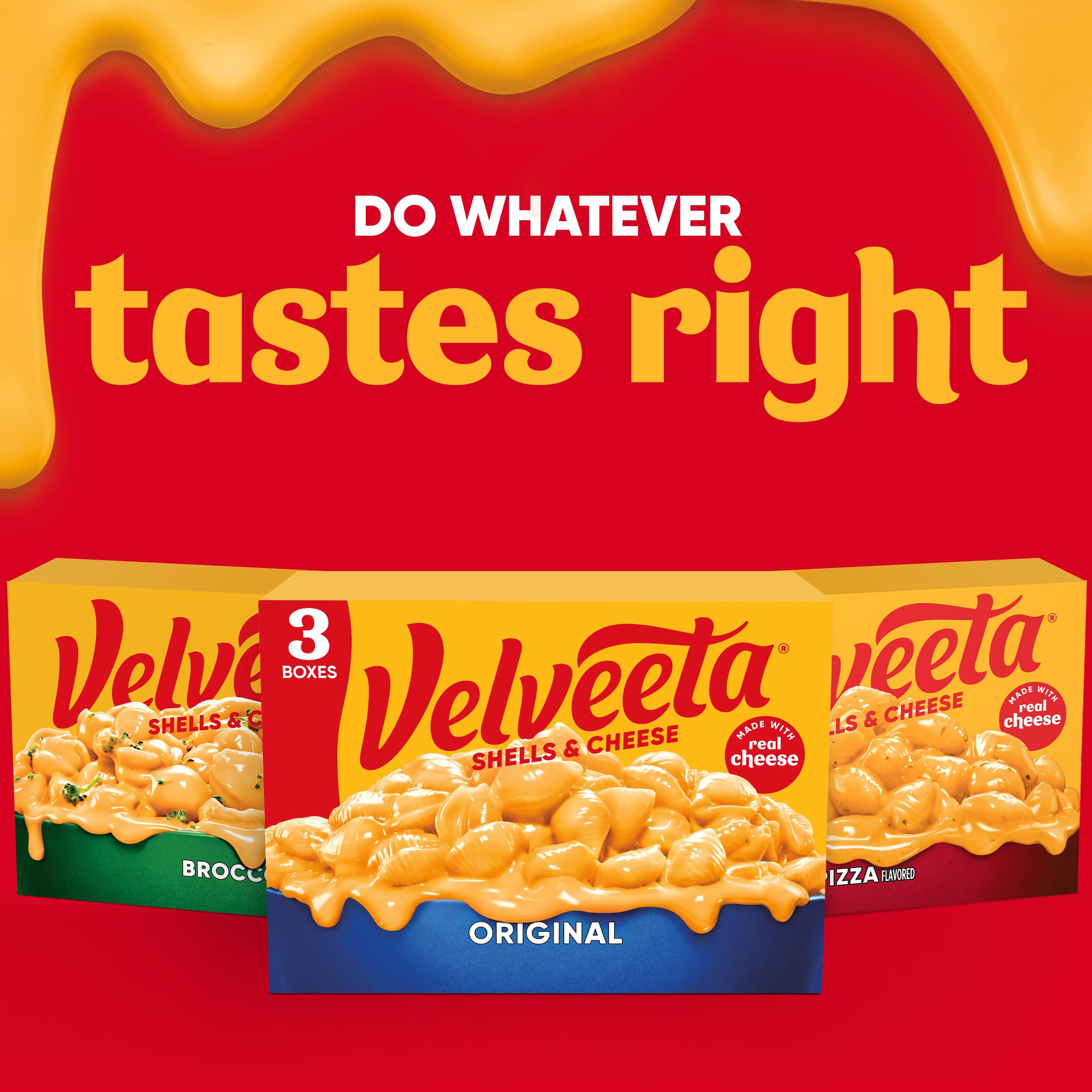 Velveeta Shells & Cheese melted sauce creates a creamy bite.