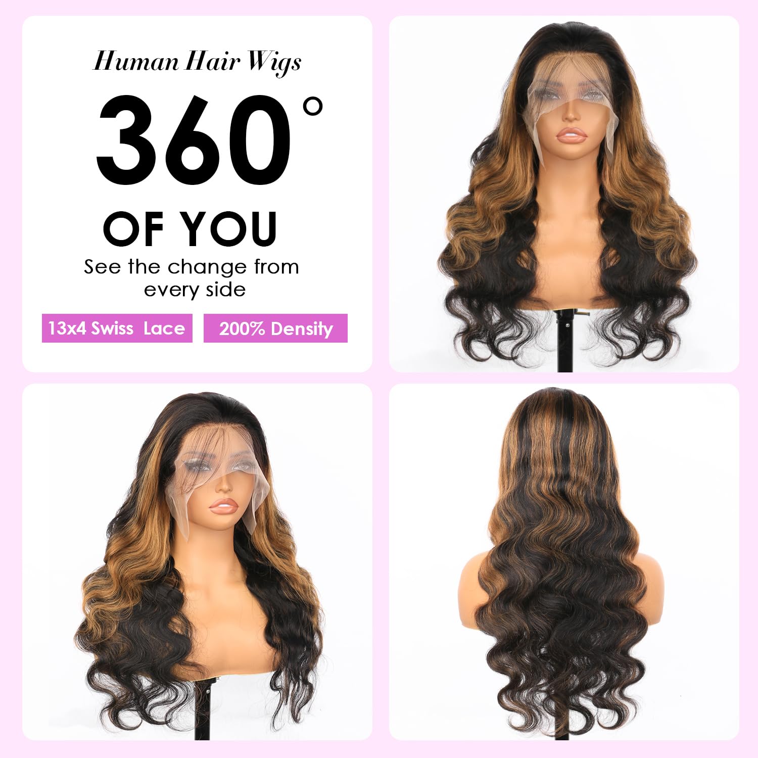 Vemalin 1B/30 balayage shade on long lace front wig for versatile styling