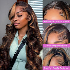 Vemalin Highlight Ombre Wig in body wave texture displaying movement