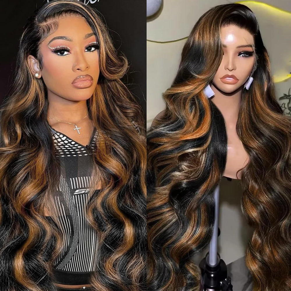 Vemalin Highlight Ombre Lace Front Wig closeup showing natural hairline and color blend