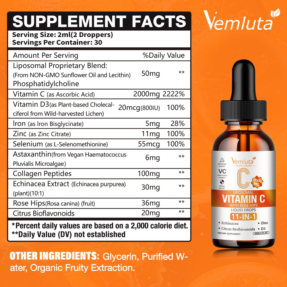 Vemluta liquid dropper showing easy-to-use dosing for convenient daily supplementation