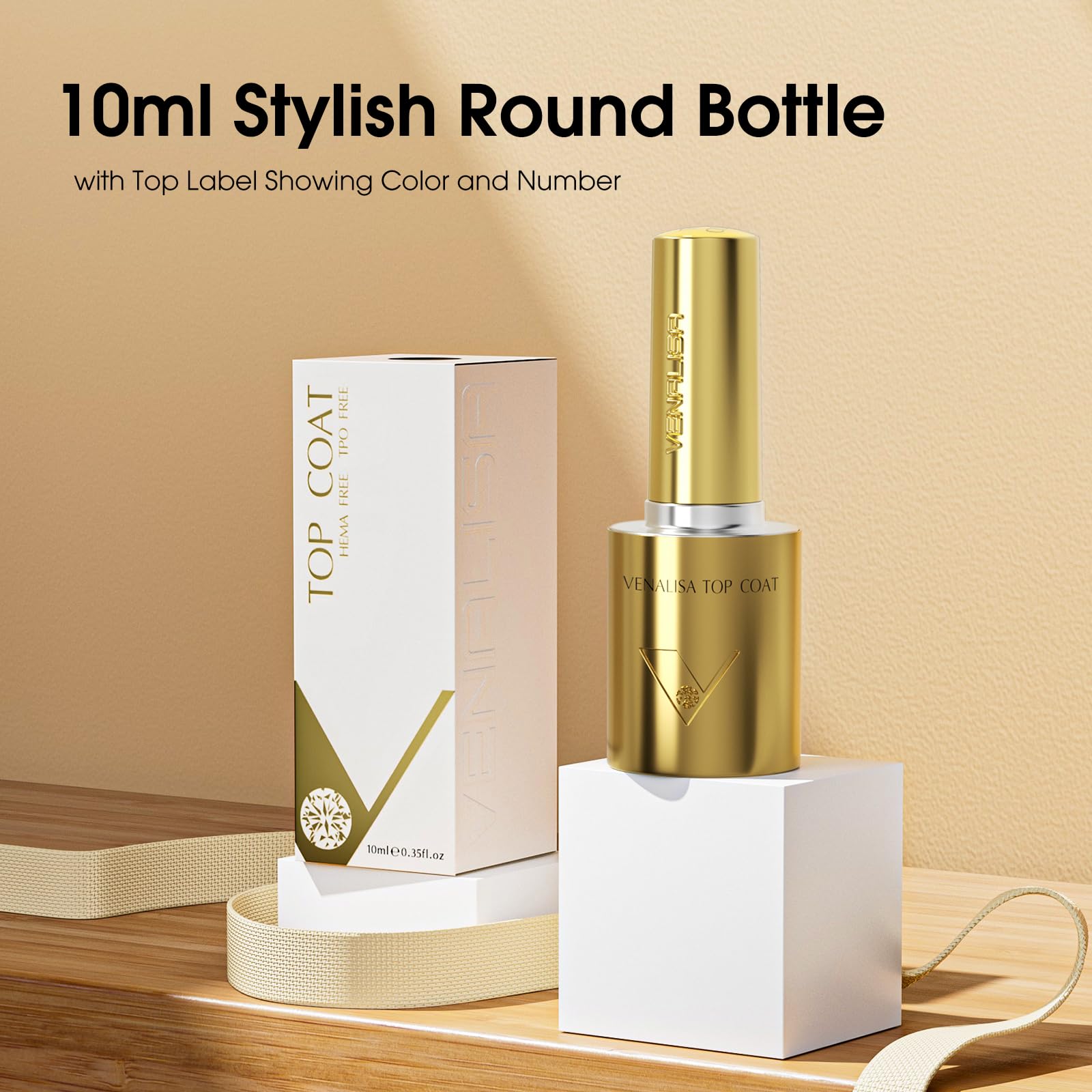 V VENALISA No Wipe Top Coat brush application shows easy, smooth coverage.