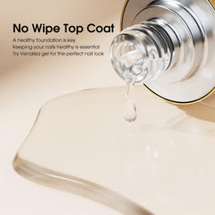 V VENALISA No Wipe Top Coat swatch displays glassy, long-lasting shine.