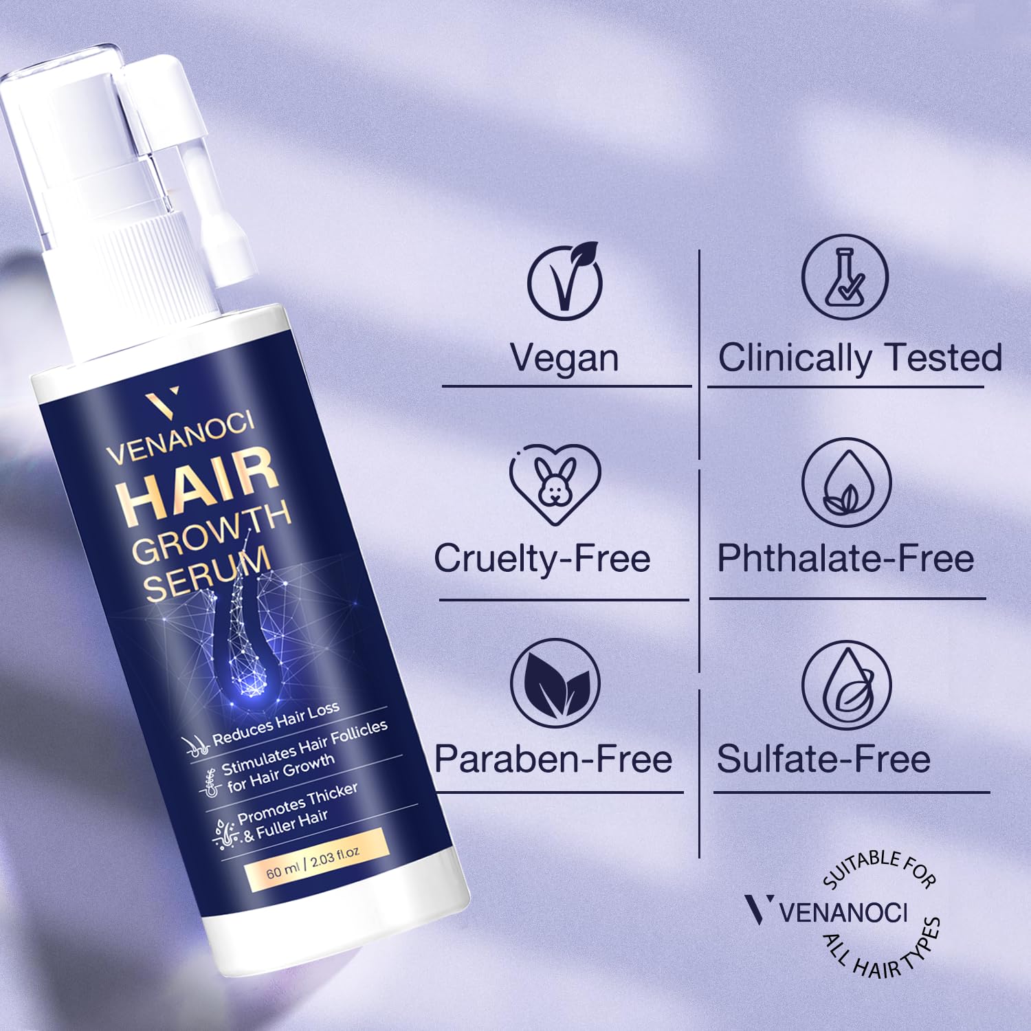 Venanoci spray close-up label highlighting natural ingredients