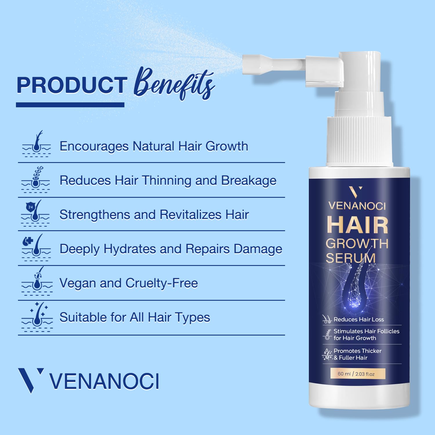 Venanoci spray on dry hair for quick absorption